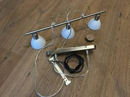 3-flammige Deckenlampe / Wandleuchte in Nickel matt mit weiß