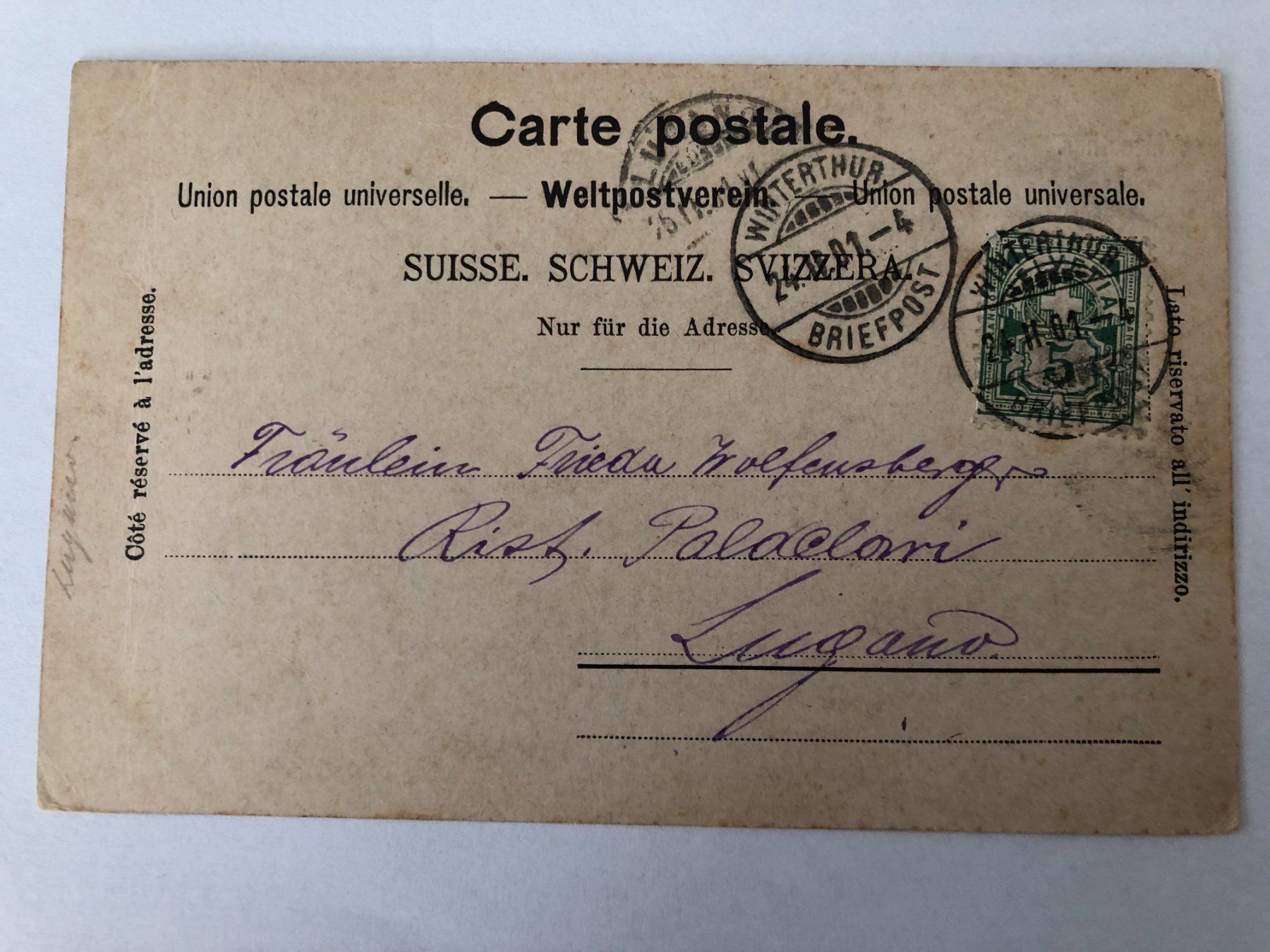 Cartes postales: Winterthur - Wartstrasse 1901 – D'occasion à Pfäffikon ZH par Waltoversand 1