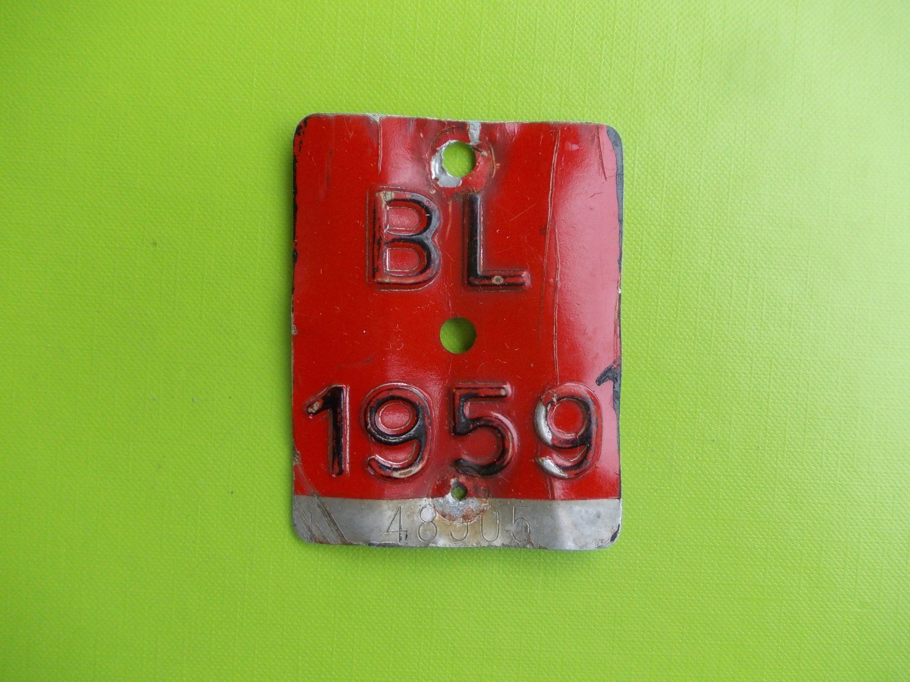 Insegne: Velonummer / Fahrradnummer BL 1959 – Usato da Gsteigwiler venduto da HORMIGA21