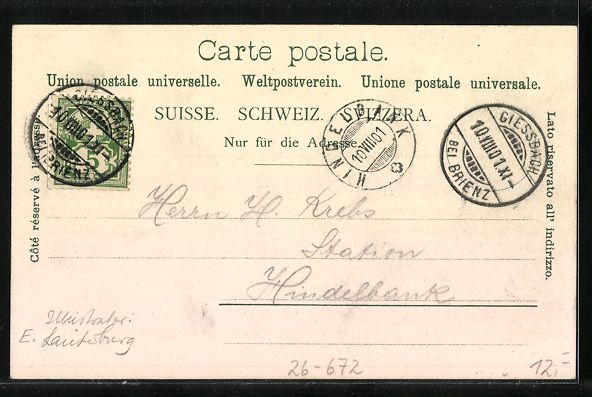 Ansichtskarten: Litho St. Beatenberg, Strassenpartie im  – Gebraucht aus Berlin von bartko-reher 1