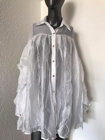 Weisses Sommerblusenkleid mit Volant Gr M Top Zustand