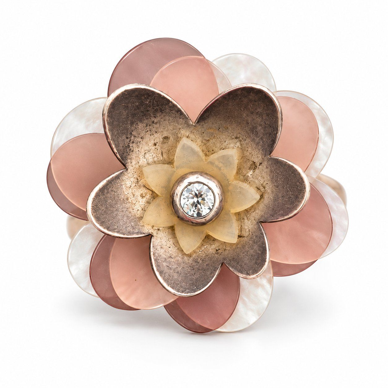 Anelli: Blumenring Damen 925 Silber Perlmutt Strass Statement Ring – Nuovo (secondo la descrizione) da Fully venduto da VaneaSelection 1