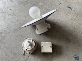 Antike Deckenlampe, Emaillelampe, Schalter! Stalllampe