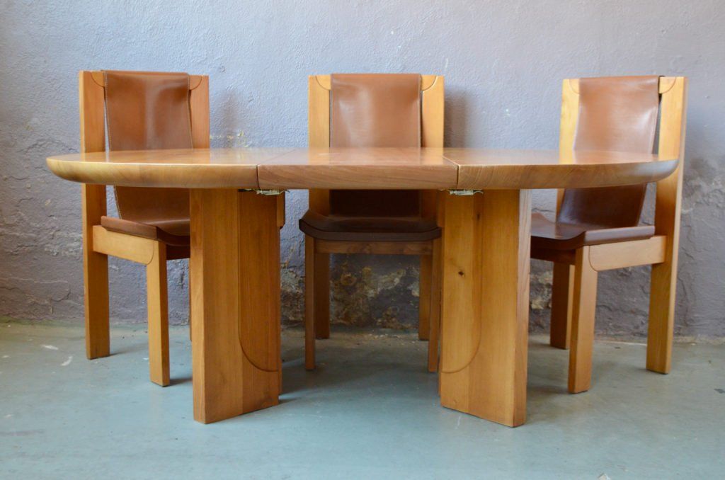 Set di tavolo e panche: Ensemble en orme  Luigi Gorgoni Table et Chaises brutaliste – Usato da COLMAR venduto da Sophiebellelurette 1