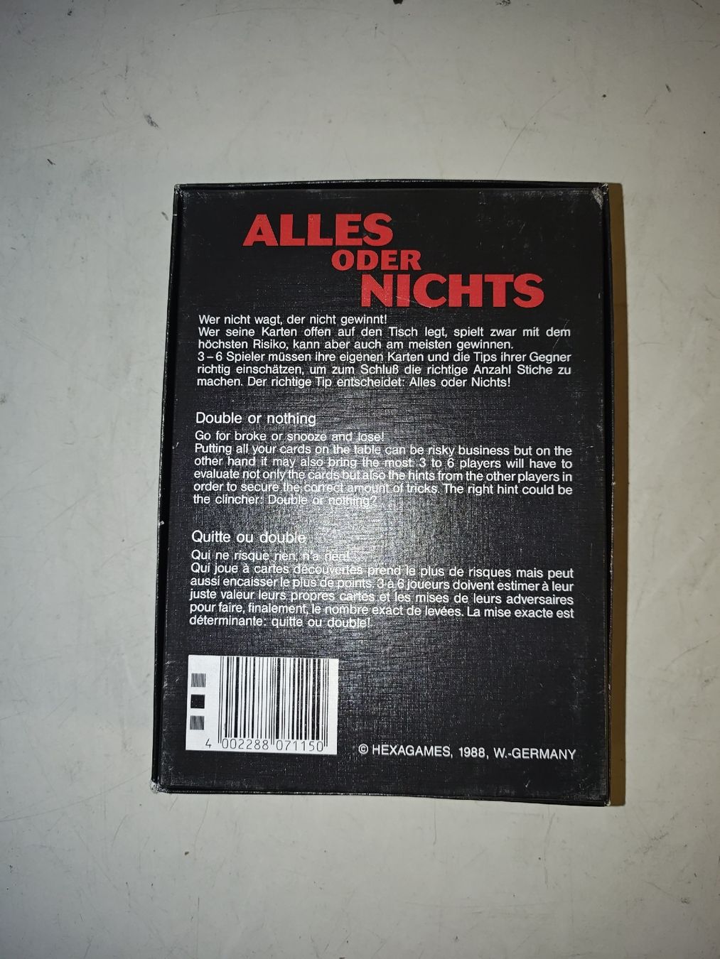 Spiele: Alles oder Nichts - von Hexagames. Vintage.(nov560) – Gebraucht aus Künten von Schnaepplihuus 1