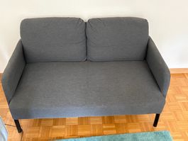 Sofa dunkelgrau 2-Sitzer Stoff guter Zustand