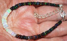 Armband L-6942 – Äthiopische Feuer Schwarz & Weisse Opal Ron