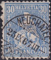 1867, 41b REINBLAU (Sitzende Helvetia) Neuchatel, Kat: 350.-