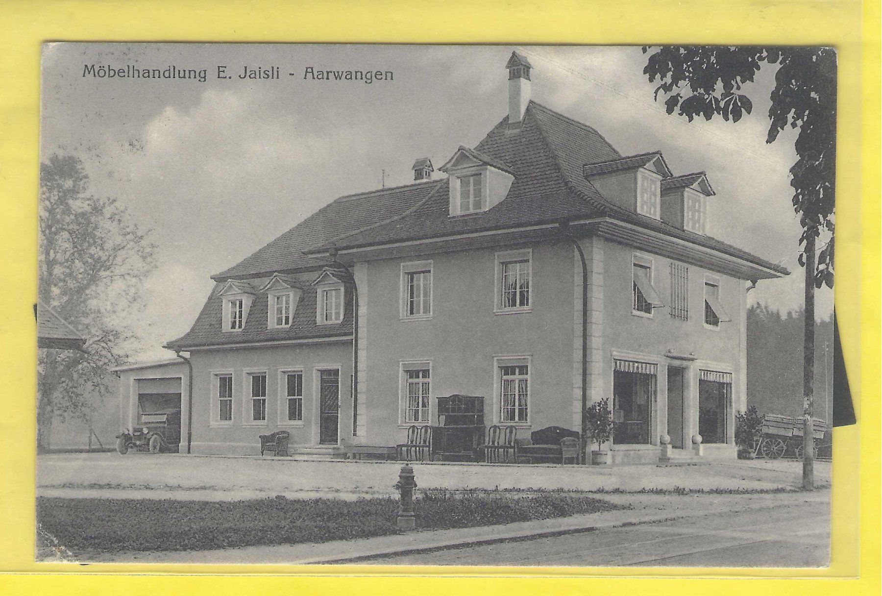 Cartoline postali: 23.X.1930Aarwangen/Möbelhandlung E.Jaisli/Oldtimer LW+Sessel – Usato da Zürich venduto da Hagliweg