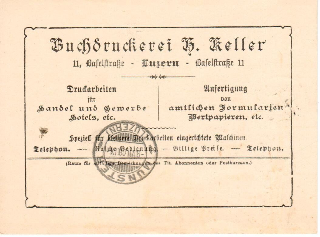 Alle Briefmarken: PK, Expedition des Luzerner Tagblatt 1908 – Gebraucht aus Wolhusen von Curver9 1