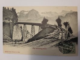Ansichtskarte Rigi-Scheidegg-Bahn mit Personen und Brücke RZ