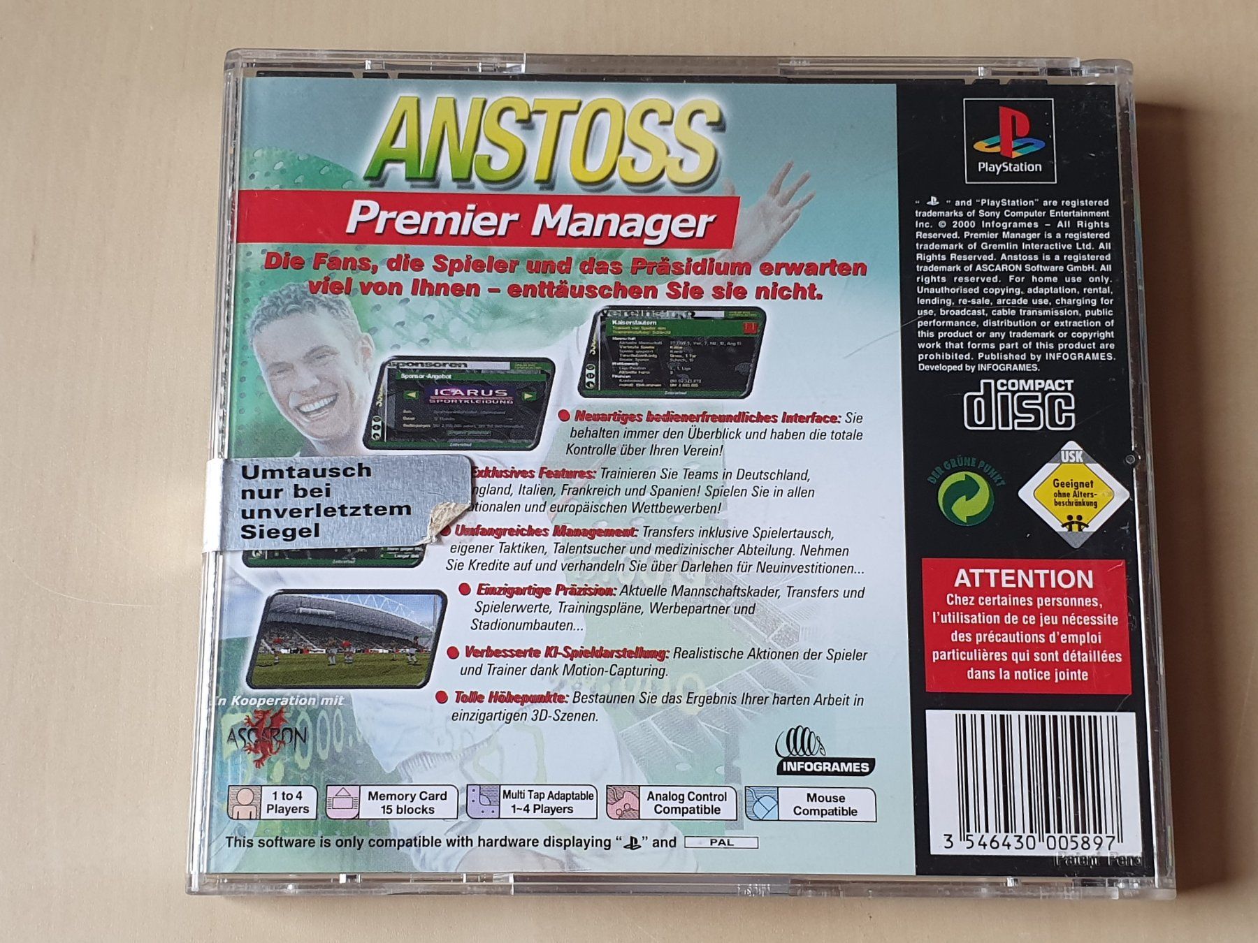 Sony Giochi: Anstoss Premier Manager – Usato da Stansstad venduto da collectorsshop 1