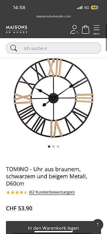 Maisons du monde Stand- & Wanduhren: Maisons du Monde Uhr aus Metall, D60cm – Neu (gemäss Beschreibung) aus Solothurn von Therock7 3