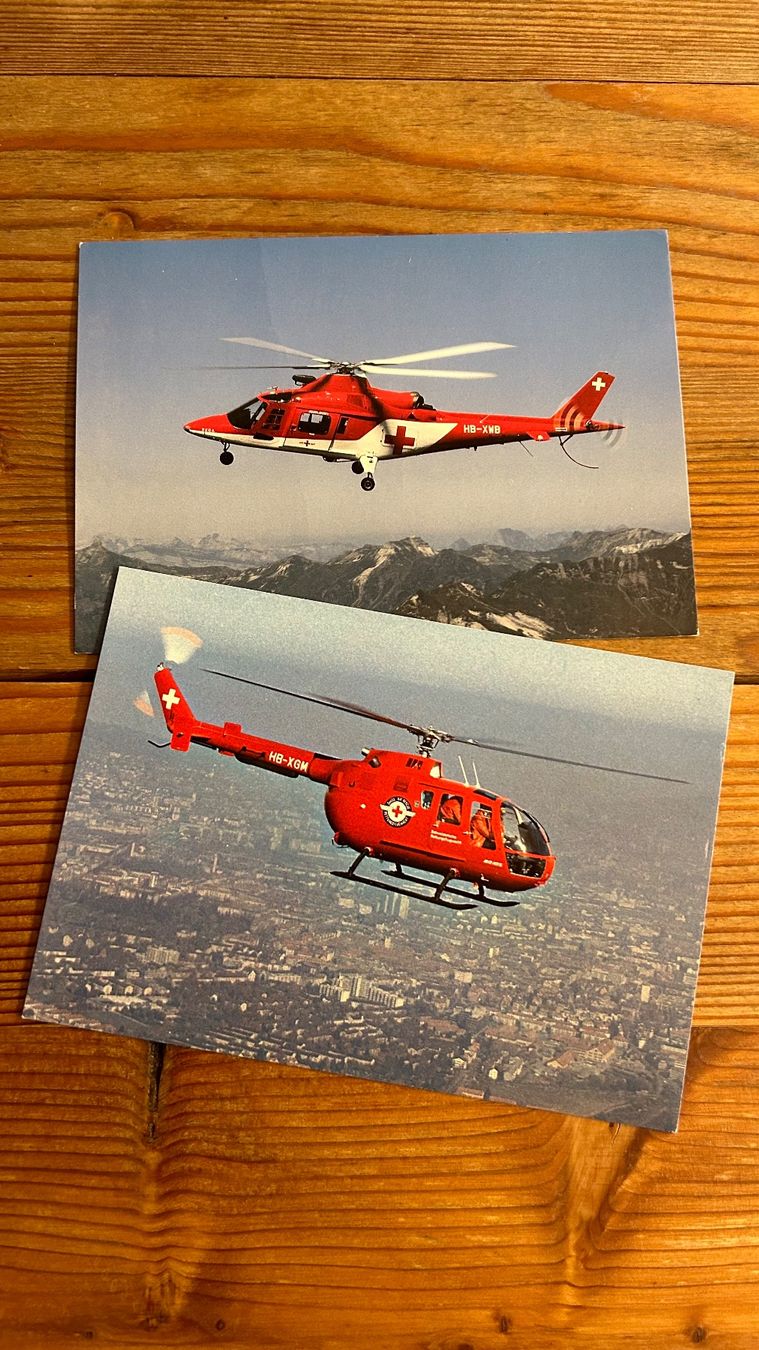 Ansichtskarten: 2 Postkarten Rega - Agusta / BO 105 – Neu (gemäss Beschreibung) aus Hofstetten b. Brienz von summer_11