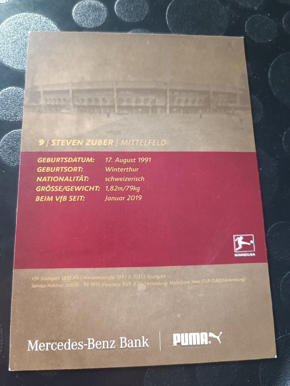 Autografi: Steven Zuber - VfB Stuttgart - handsignierte Autogrammkart – Usato da Menziken venduto da Artographs 1