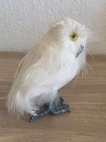 Süsse Deko-Eule weiss mit echten Federn – Höhe 11 cm