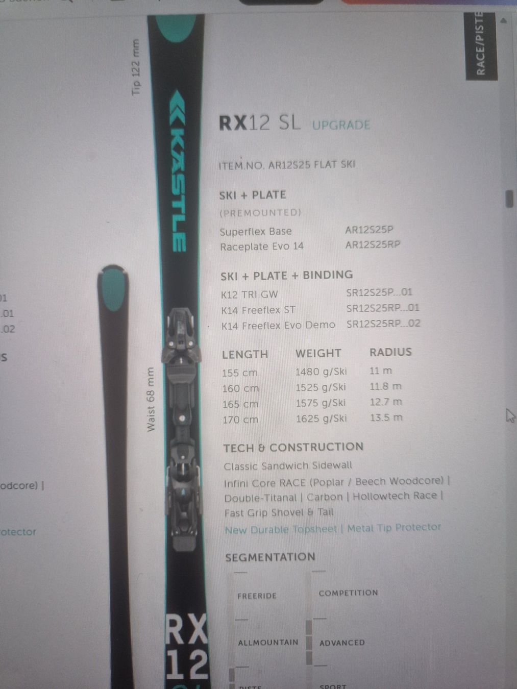 Kästle Skis: Ski Kästle RX 12 SL – Neuf (Voir description) à Balsthal par Soraia7 5