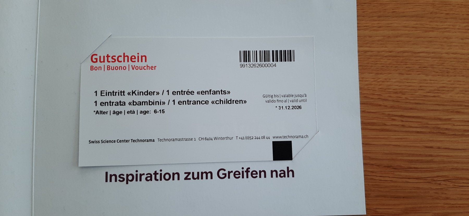 Gutscheine: Technorama Gutschein Kind bis 15 J. – Neu (gemäss Beschreibung) aus Basadingen von Lailani 1