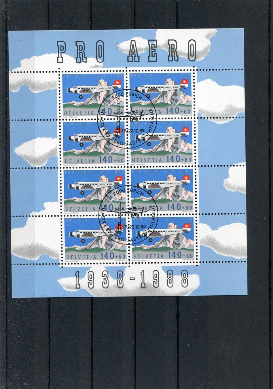 Tutti i francobolli: 1988 Pro Aero 5 x FO49 versch. Stempel – Usato da Winterthur venduto da Kyoung