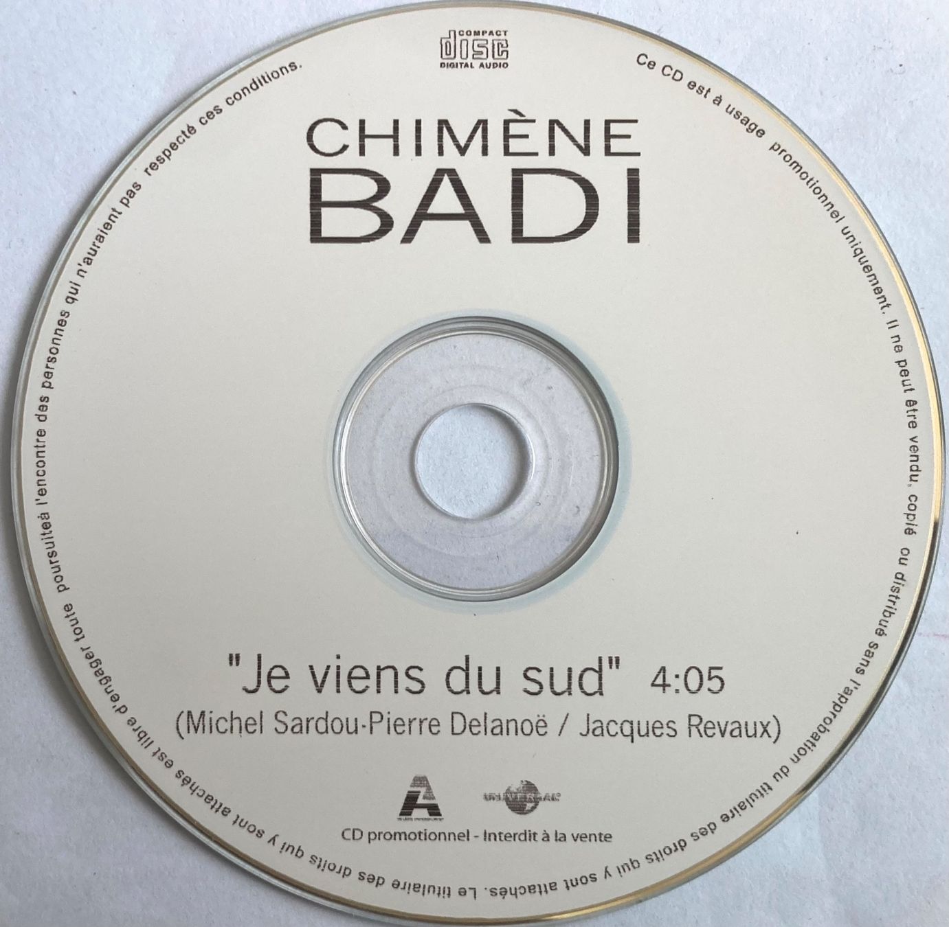 CDs: CHIMENE BADI - "JE VIENS DU SUD" – D'occasion à Poliez-Pittet par Newtown-Records 2