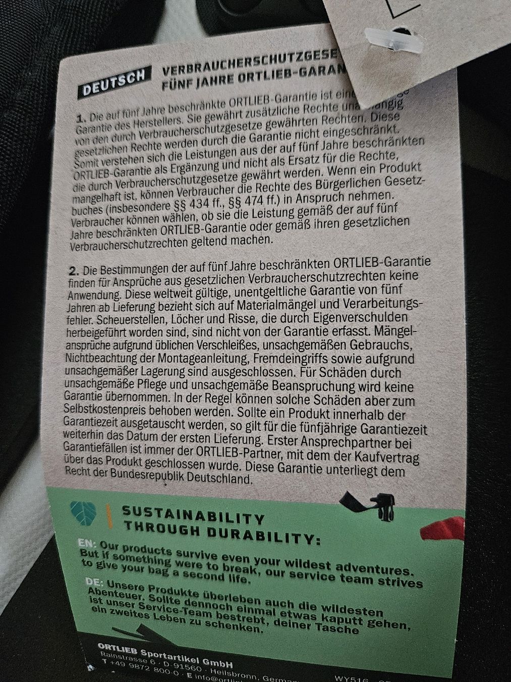 Ortlieb Zaini: Ortlieb Velorucksack – Nuovo e nell'imballaggio originale da Rorschacherberg venduto da Oberhaupt79 3
