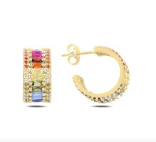 Ohrringe Alliance Zirkonia 925 farbig pavé Statement 14mm