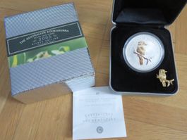 1 Unze Silber Kookaburra 2005 gilded in Kapsel mit Box + CoA