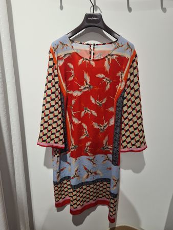 Sommerliches Maxima Kleid, Gr. 42/44, Rot/Blau mit Kraniche