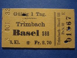SBB - 3.10.1933 - TRIMBACH - BASEL SBB - 3.Klasse