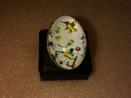 RING EDELSTHAL,,MIT VÖGELEN,,GLANZIG