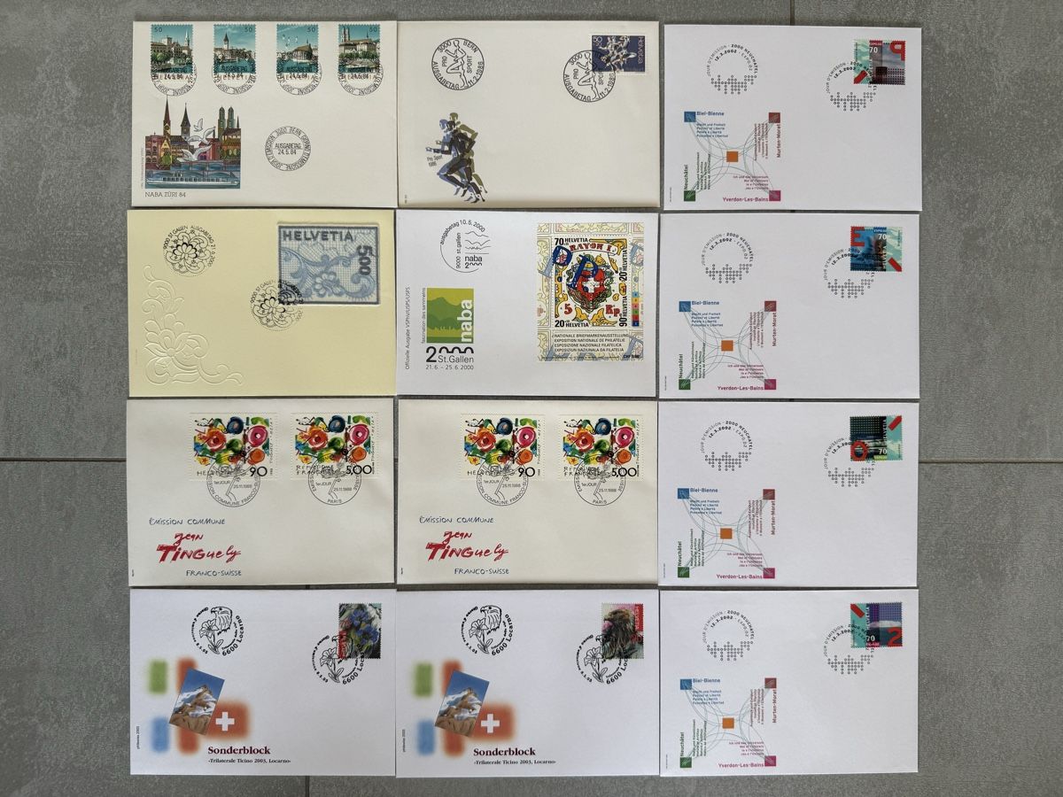 Alle Briefmarken: FDC Blockausschnitte + Sonderausg. 1984/86/88/2000/2002/2003 – Gebraucht aus Fieschertal von REZELL