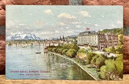 Souvenir AK - GRAND HOTEL EUROPE - Luzern - Werbe AK