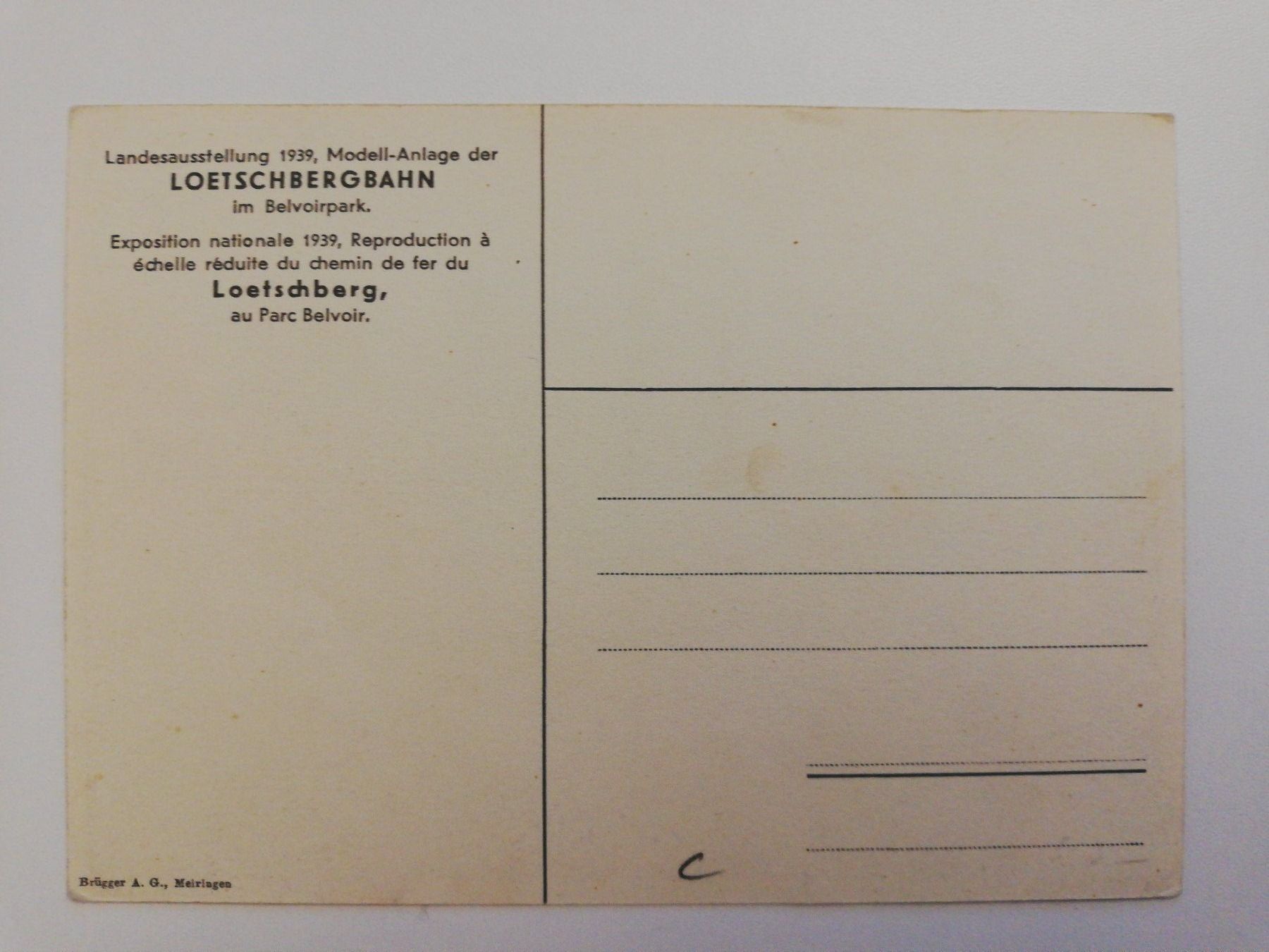 Cartoline postali: Ansichtskarte Lötschbergbahn-Modell LA 1939 – Usato da zumikon venduto da lotegrandote 1