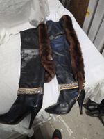 Echtleder Overknee Stiefel Gr. 41 – Absatz 10 cm – Echtfell-
