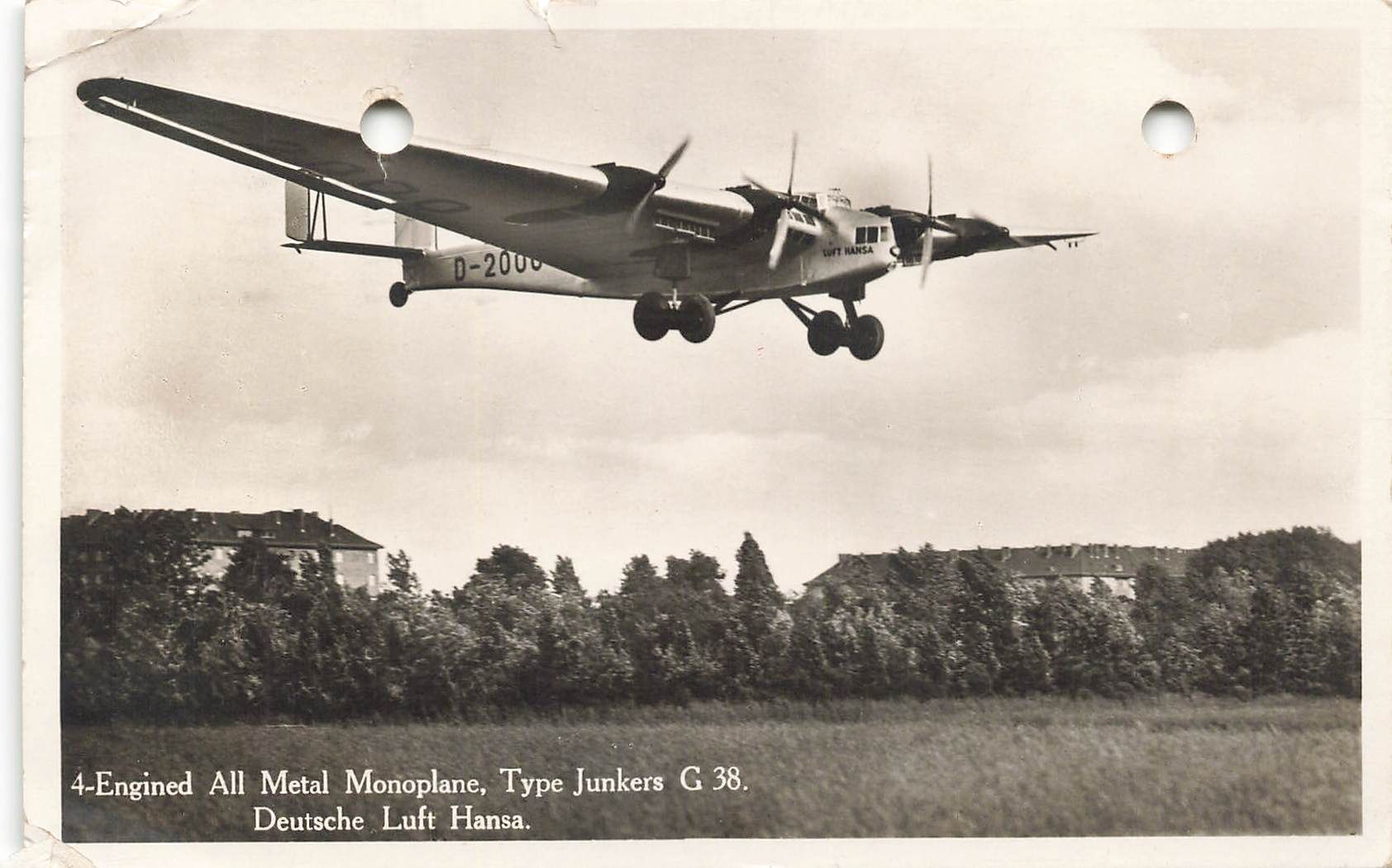 Ansichtskarten: Lufthansa Flugzeug Junkers G 38 D-2000 – Gebraucht aus Biasca von Blenio71