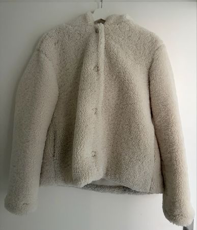 MANGO - Teddy Jacke mit Kapuze, beige