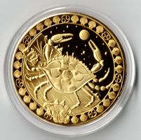 Krebs_Sternzeichen _Goldig_Medaile in Schutzkapsel