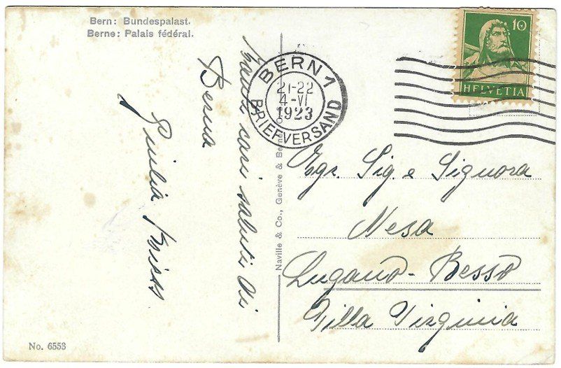 Ansichtskarten: AK Bern Bundeshaus mit Stempel 1923 – Gebraucht aus Rheinfelden von wil_m7gh 1