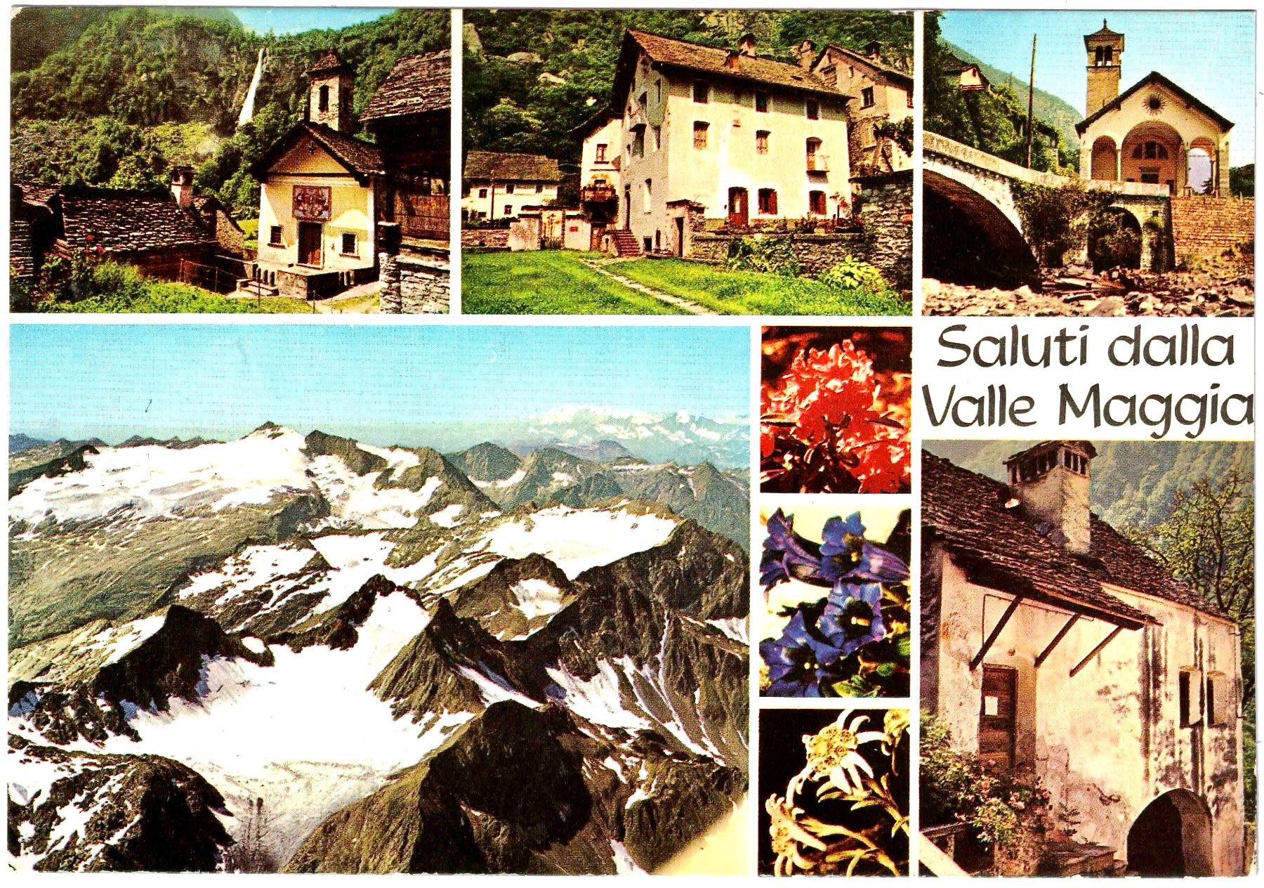 Ansichtskarten: Saluti dalla VALLE MAGGIO ca. 1975 – Gebraucht aus Oberdorf BL von Hopfehuepfer