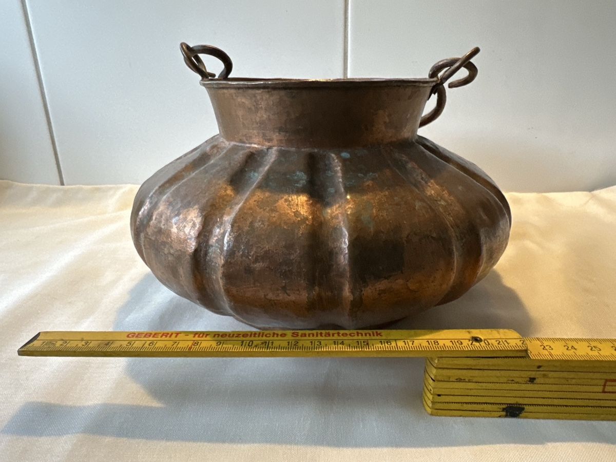 Blumentöpfe: Rustikaler Kupfertopf, Kessel mit Henkel, Herbstdeko. – Gebraucht aus Zürich von Chaeffeler 5