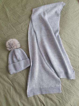 Manor Damen Set, Mütze und Schal, Grau, Winter Accessoires