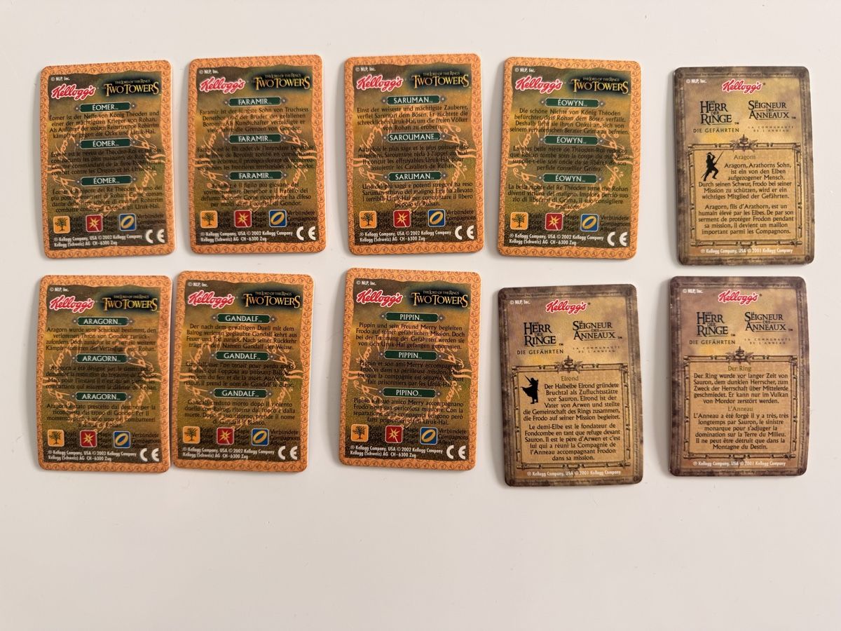 Sammelbilder & Trading cards: Kellogs Sammelkarten: Herr der Ringe von 2001 & 2002 – Gebraucht aus Hildisrieden von Frentz 1