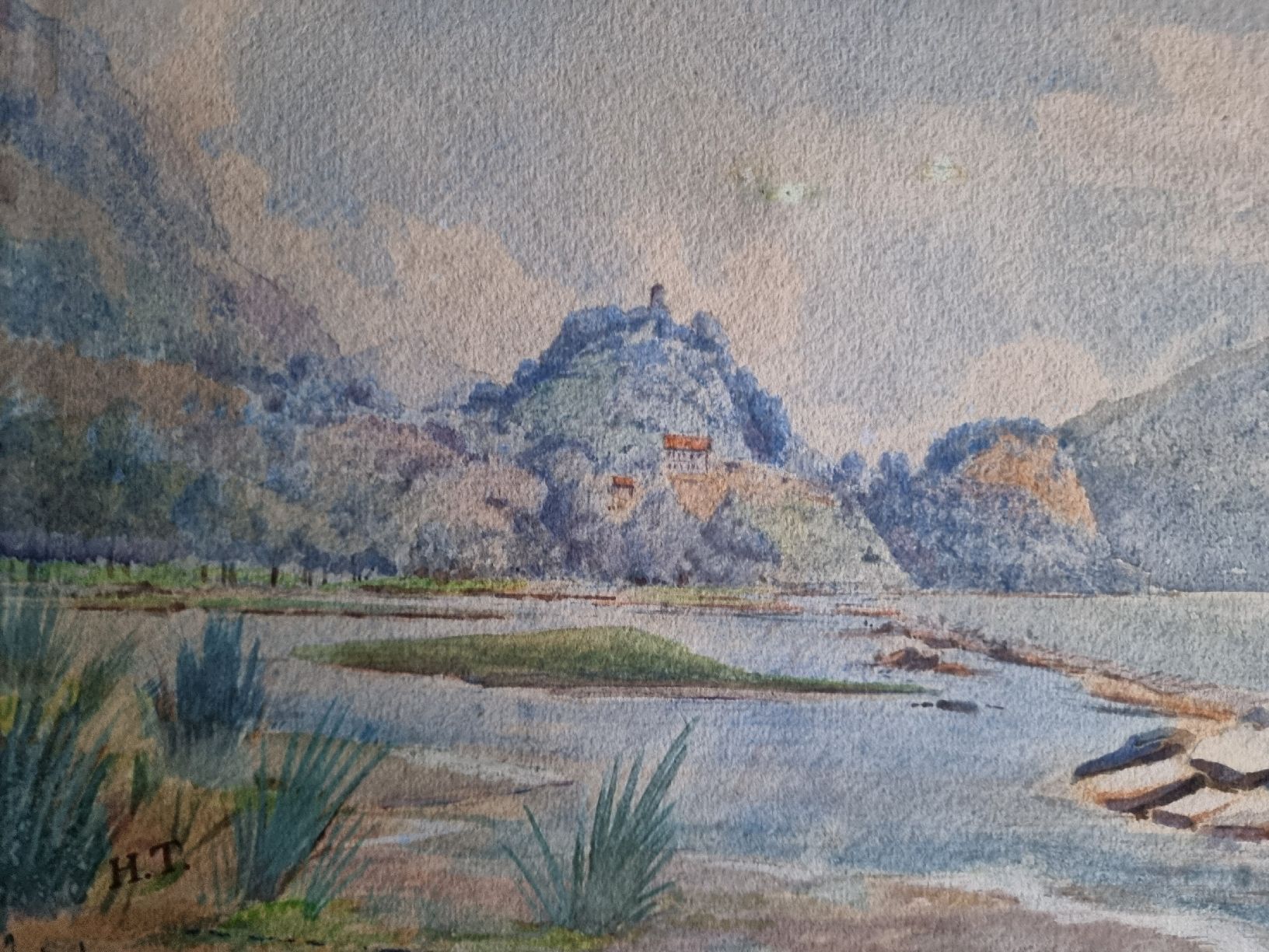 Dipinti: AQUARELL MONOGRAMMIERT INTERLAKEN GRÖSSE 36X25CM – Usato da Gersau venduto da grafik-kunst 2
