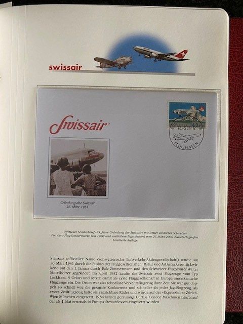 Alle Briefmarken: Swissair Album mit ca. 60 Erstflugbriefen – Gebraucht aus Canobbio von cog_bp5c 7