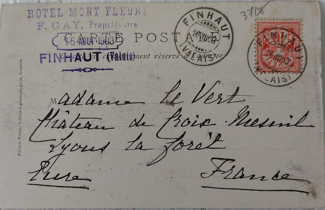 Cartoline postali: FINHAUT - 1903 – Usato da Delémont venduto da Domdom1 1