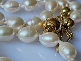 Perlenkette Zuchtperlen 925 Silber Gold echt Zucht Perle ova