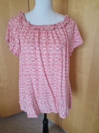 ❣️KURZARM BLUSE, 100% VISCOSE, GR. L, WIE NEU, ALTROSA/WEISS