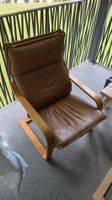 IKEA POÄNG SESSEL Holz, Leder Braun