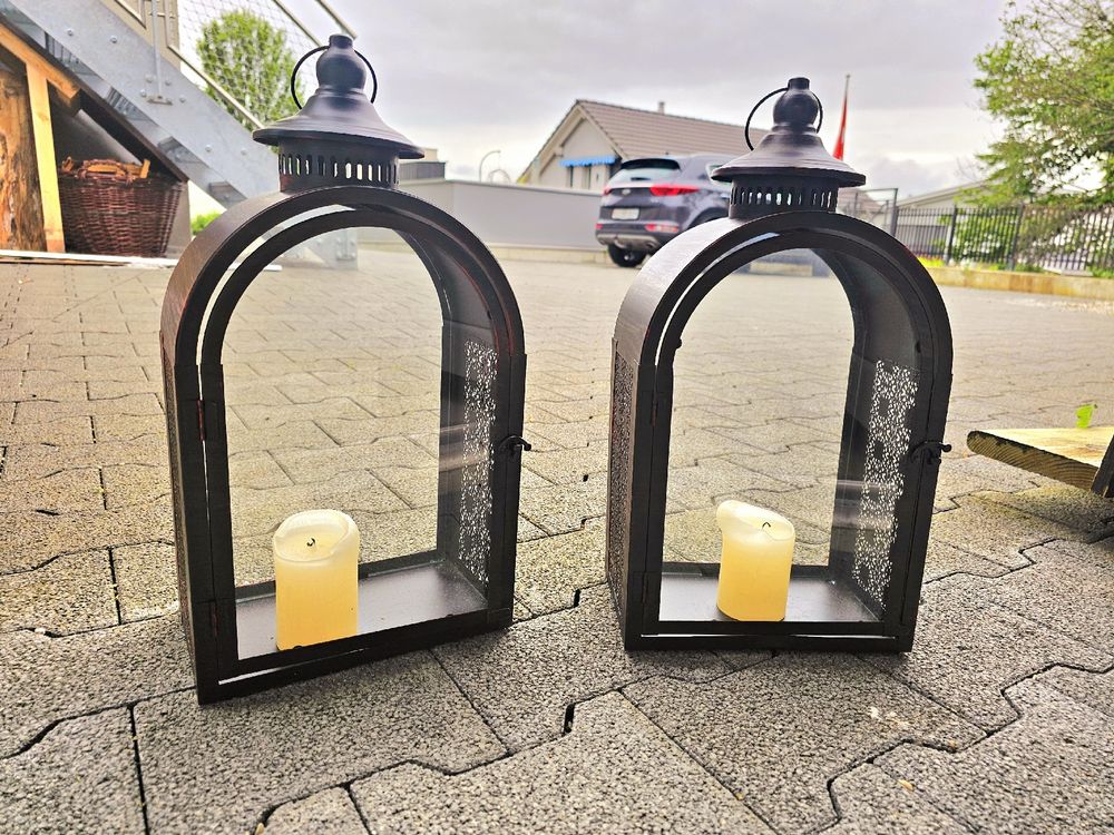 2er Set LED Solar Laternen Aus Metall – Vintage Design Für Garten & Balkon