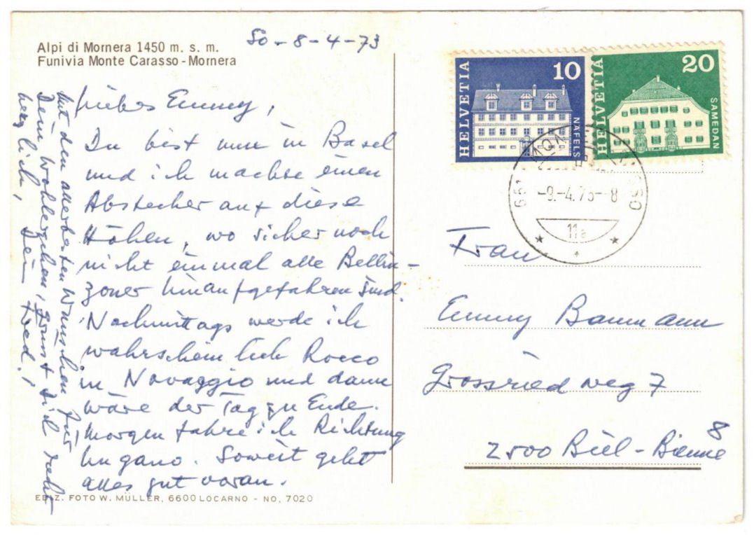 Cartoline postali: Alpe di Mornera - 4 Bild AK Luftseilbahn – Usato da Binningen venduto da Mountainrider 1